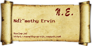 Némethy Ervin névjegykártya
