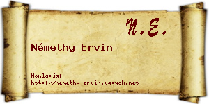 Némethy Ervin névjegykártya